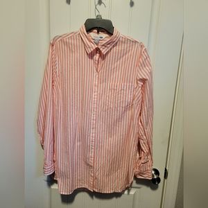 OLD NAVY CORAL AND WHITE BUTTON DOWN LONG SLEEVE